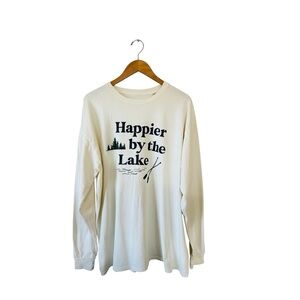 LAKEGIRL Ringspun “Happier by the Lake” Long Sleeve T-Shirt XL Boutique Outdoors